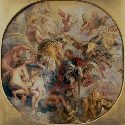 Minerva und Merkur führen den Herzog von Buckingham (1592-1628) zum Tempel der Tugend, vor 1625 von Peter Paul Rubens